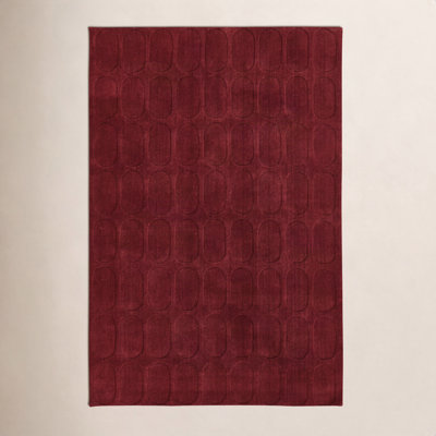 Mazzi Burgundy Hand-Loomed Geometric Wool Rug