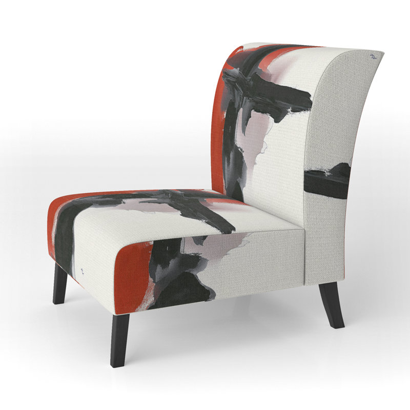 Fauteuil de chambre rembourré Geometric IV, Mélange de polyester rouge / noir / blanc
