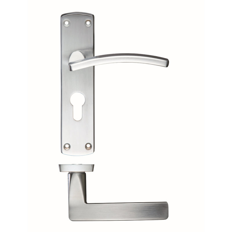 Toledo Lock Door Handle, Satin Chrome