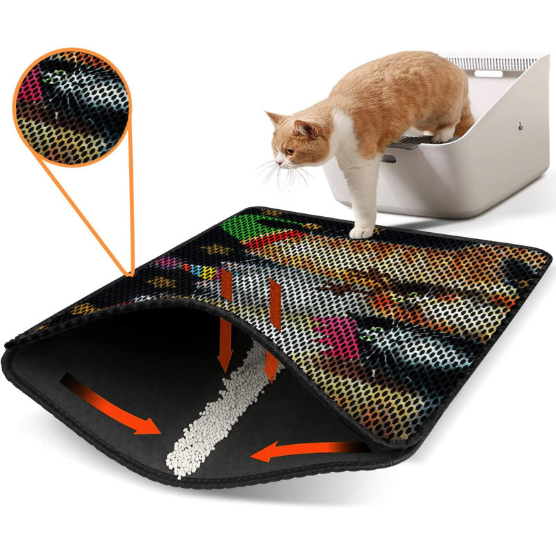 Tapis pour litière de qualité supérieure, 18 po x 24 po | 50% PVC / 50% polyester, lavable à la machine et passer l'aspirateur | Conception durable et facile à nettoyer pour les propriétaires d'animaux de compagnie | Protégez vos planchers des dégâts de la litière
