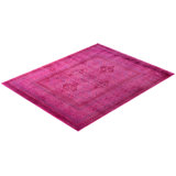 Overdyed Hand-Knotted Wool Modern-Contemporary Pink Area Rug 8' 5" x 10' 5"