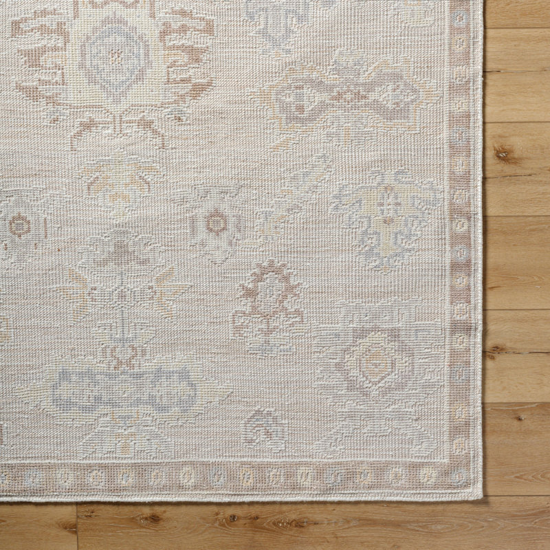 Revere Hand Knotted Oriental Area Rug in Brown, Light Gray, Medium Gray, Light Beige, Cream, Rectangle 6' x 9'
