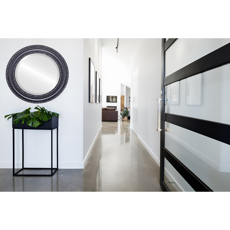 Workington Round Mirror, 27" H x 27" W, Matte Black