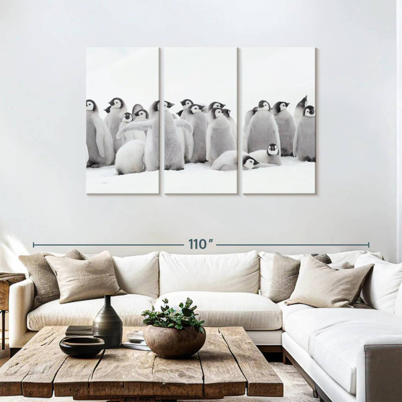 Brampt Young Emperor Penguins, 48" H x 74" W