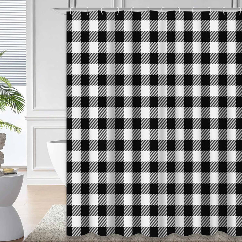 Black White Lumberjack Plaid Celtic Shower Curtain with 12 Hooks, L 72 po x l 72 po