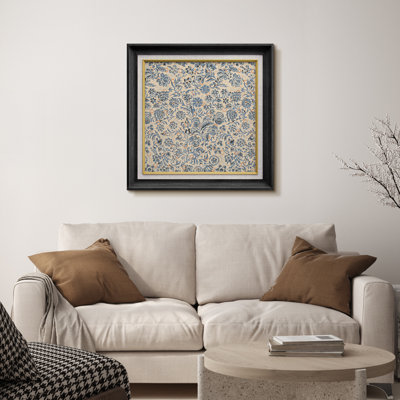 Abstrait botanique rétro bleu, fleur sauvage, œuvre d'art, illustration, minimaliste moderne salon photos, estampe numérique sur toile, impression murale