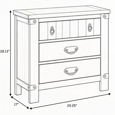Cottage Style Weathered Elm 1pc Nightstand Ball Bearing Metal Glide USB Charger/Power Outlet In Night Stand Top Drawer Bedroom Bedside Table