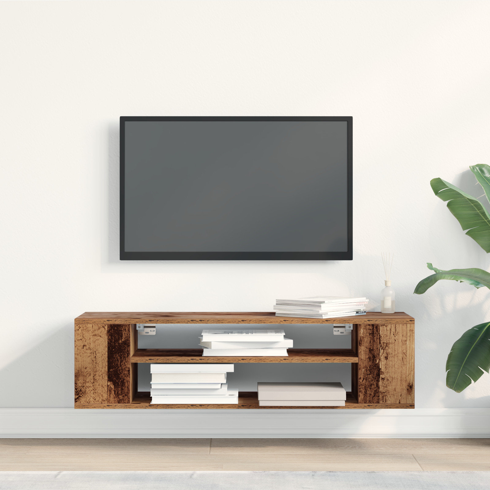 vidaXL Hanging TV Stand Floating Console TV Shelf Furniture Engineered ...