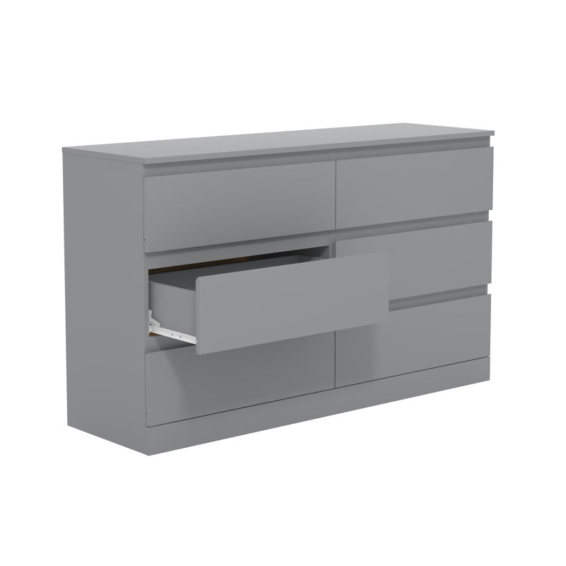 Aadaya 6-Drawer Dresser, Cool Gray