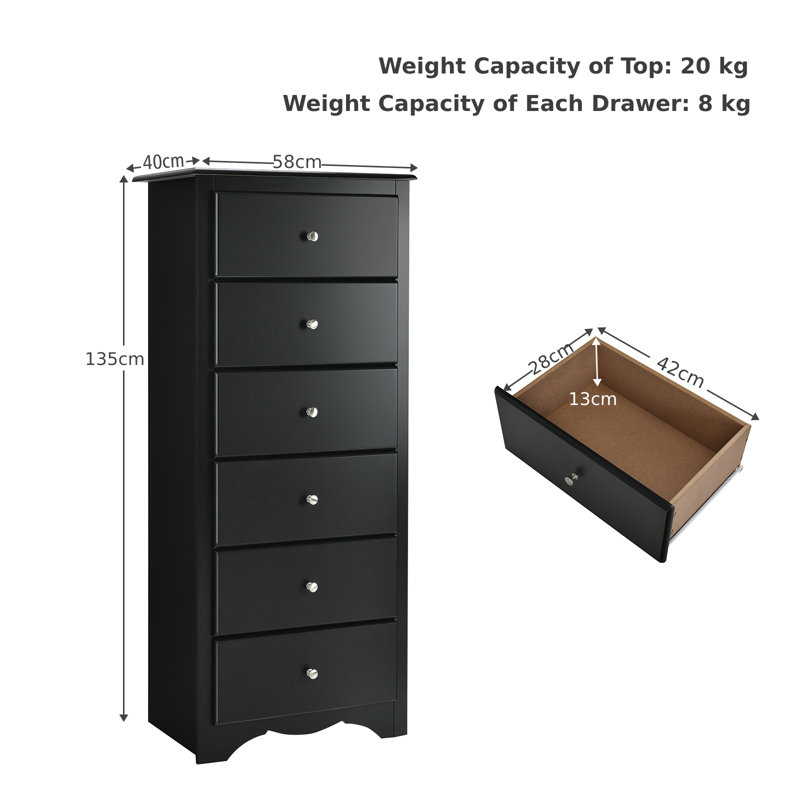 Allick 6 - Drawer Chest of Drawers, Black