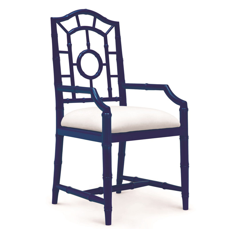Chloe Upholstered Arm Chair, Navy Blue