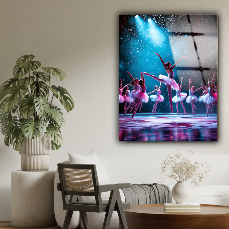 Impression de ballerine sur verre trempé, décor de danseur, H 30 po x l 20 po