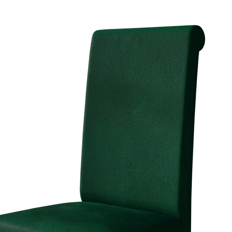Chaise de salle à manger en bois brun avec housse en velours, Vert