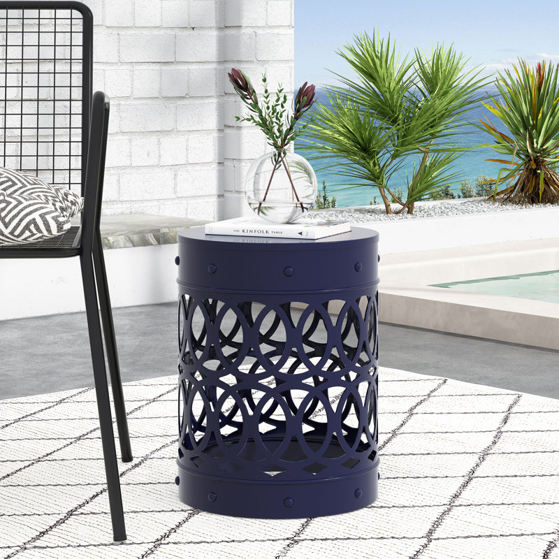 Braydin Iron Top End Table, Blue