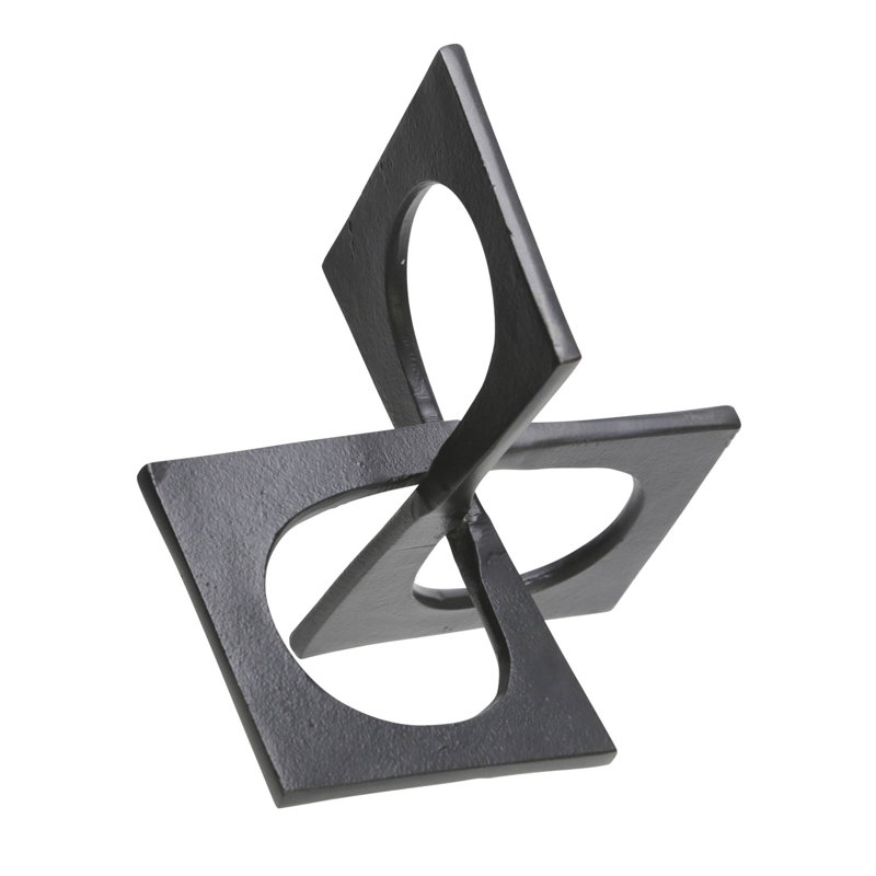 Modern Metal Decorative Object - Geometric Abstract Accent Sculpture for Contemporary Home and Office Decor, Black 