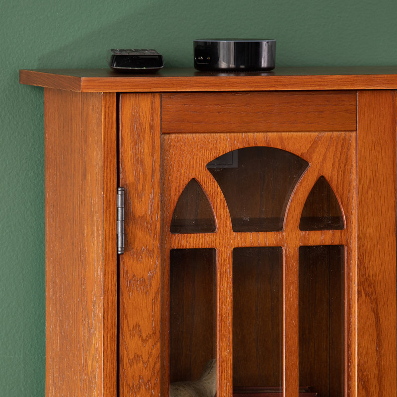 Window Pane Media Cabinet  Black, Oak