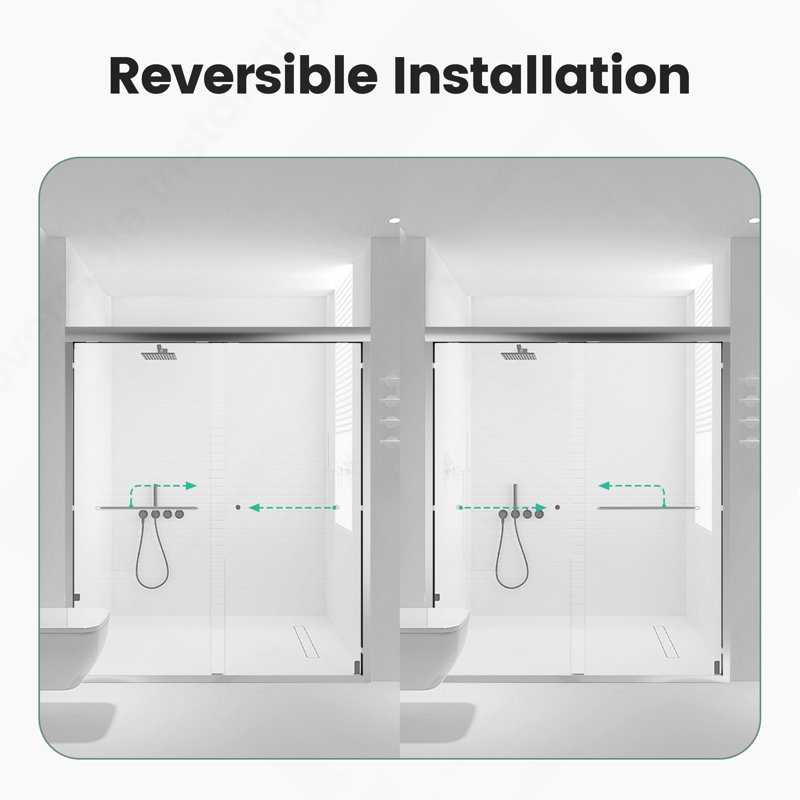 Sleek Semi-Frameless Double Sliding Shower Door For Bathroom Enhancement, Nickel
