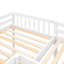 Lit mezzanine simple en L blanc avec 2 bureaux encastrés en résine, bois-789778229