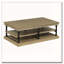 Table basse en bois 55,1 "avec pieds noirs, 2 tablettes de rangement ouvertes-81886520