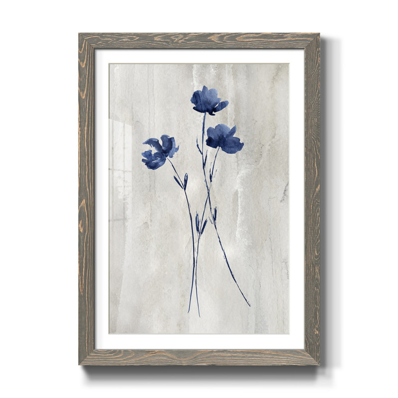 Indigo botanique III - impression, H 37,5 po x l 27,5 po x P 1,5 po, gris