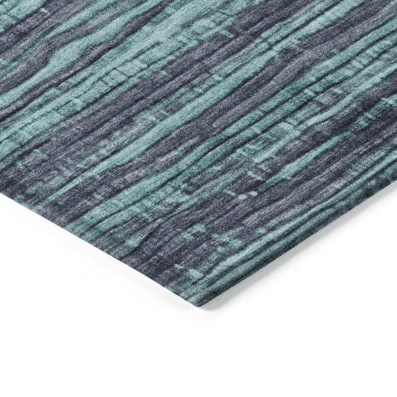 Machine Washable Indoor/Outdoor Xhevrie Teal Rug, Rectangle 2'6" x 3'10"