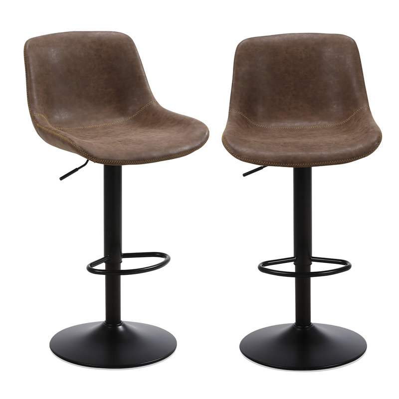Jeninne Swivel Adjustable Height Bar Stool, Brown, 2