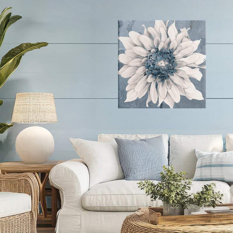 Toile «Gilded Blue Blossom», conception par Sophie 6, H 24 po x l 24 po