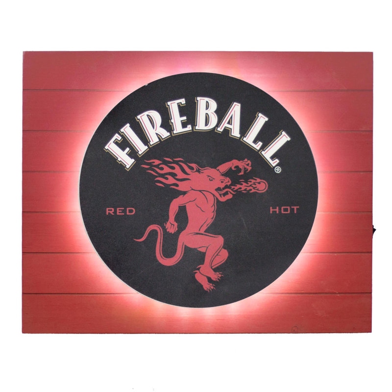Black and Red Fireball Whisky Vintage Metal LED Sign
