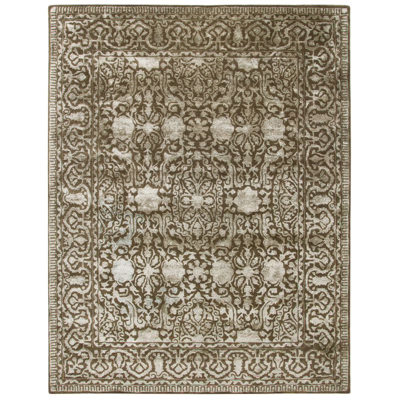 Tapis sauge en laine touffeté à la main Braxtan, Rectangle 2 pi x 3 pi