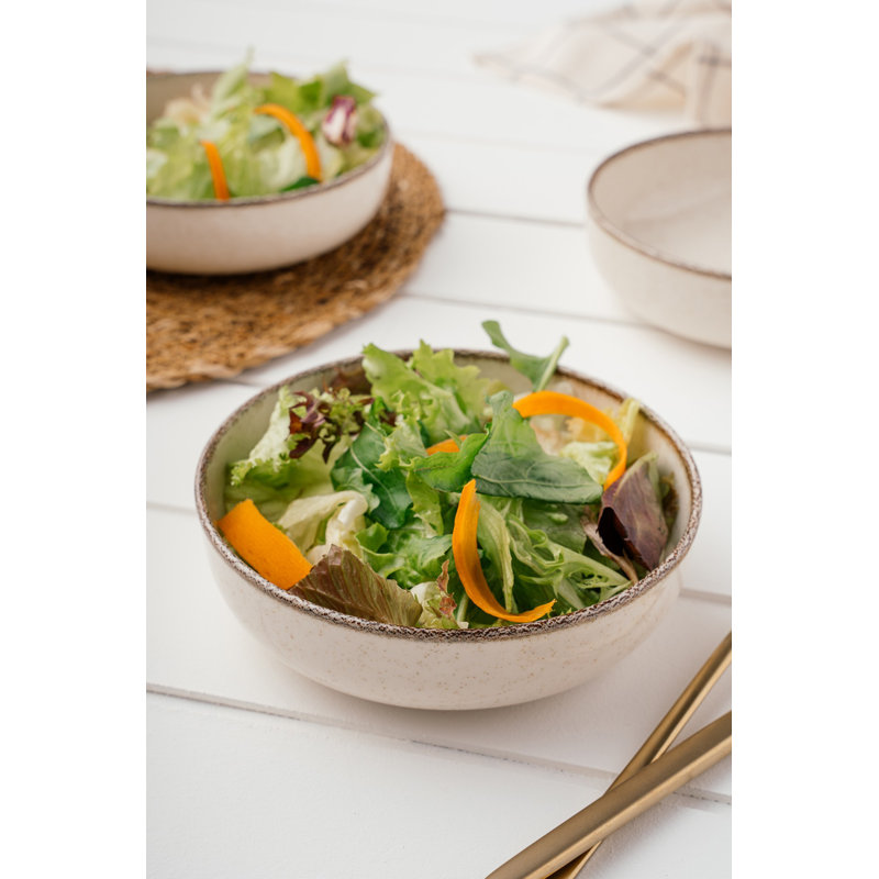 Brayden Studio Bertran 100% PORCELAIN Salad Bowl, Blue Cream