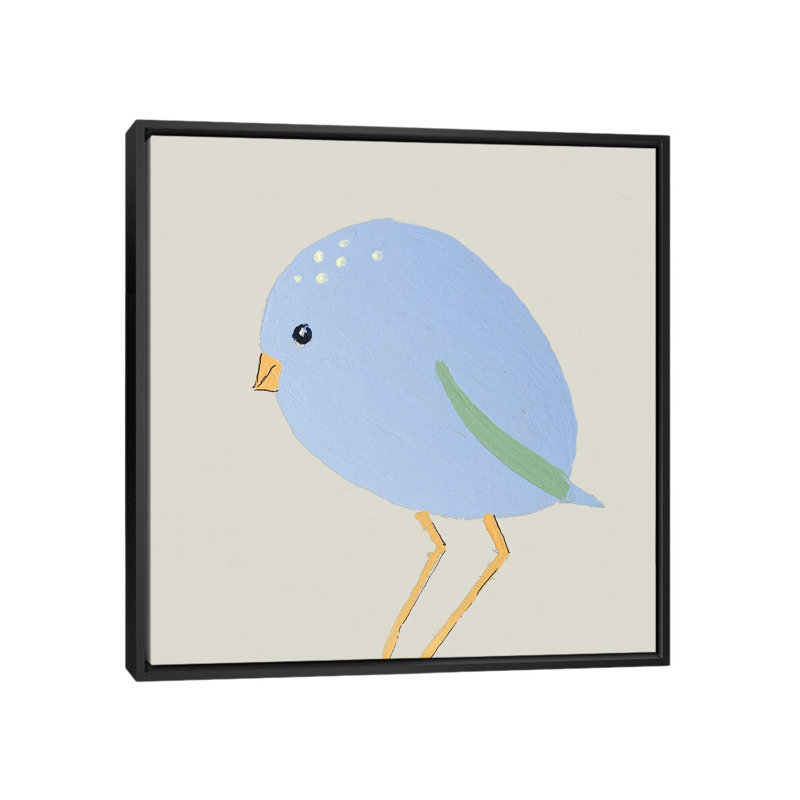 Sweet Little Blue Bird 1 Piece Wall Art on Canvas, 45.72 cm H x45.72 cm W x 4.445 cm D, Black