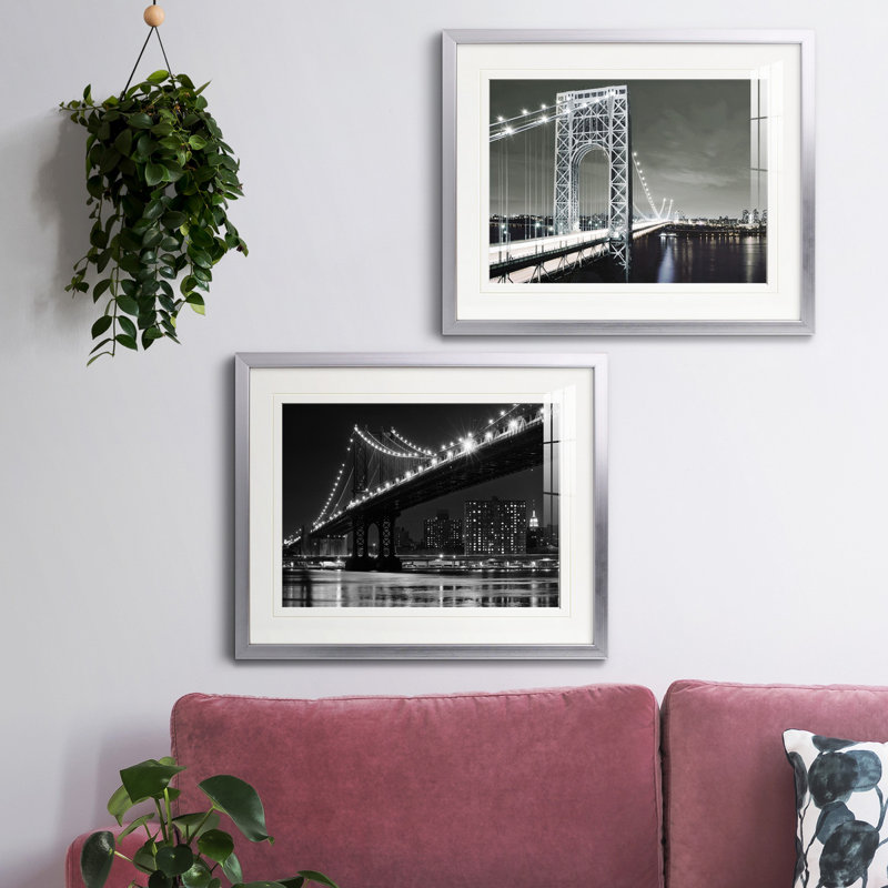 Reproduction de photo sur toile, Papier avec cadre argenté, Blanc mat