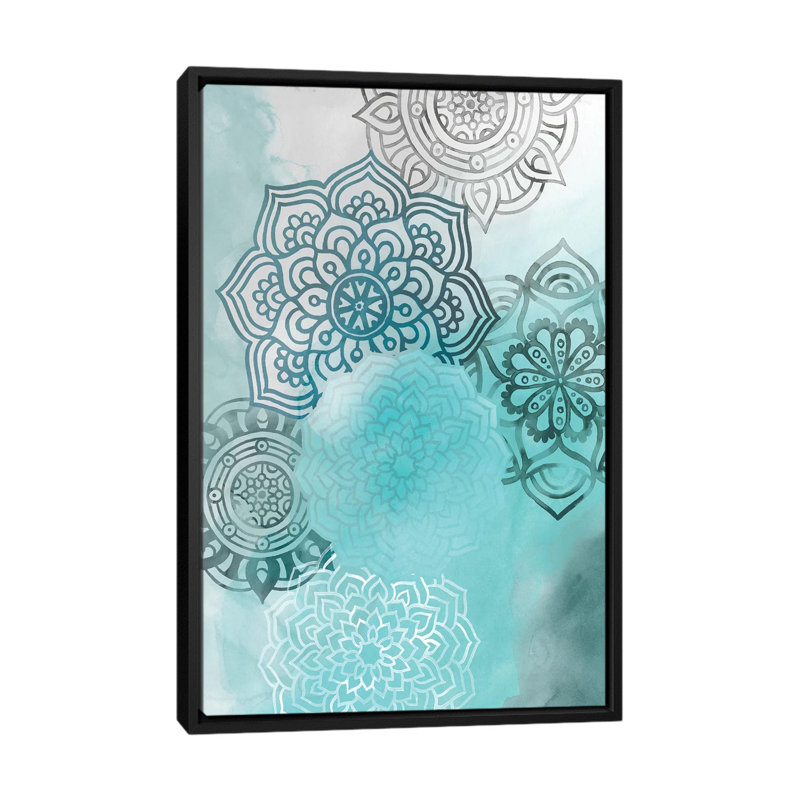 « ink tache mandala i », impression sur toile, H 26 po x l 18 po x P 1,5 po, Toile avec cadre noir, Pas de tapis