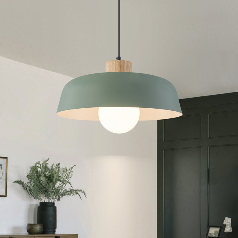 Luminaire suspendu en forme de dôme vert à 1 lumière Macaron