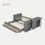 Lit plateforme double en bois avec tête de lit et tablette de rangement au pied de lit, lit intégré sous le lit et 3 tiroirs-121110525