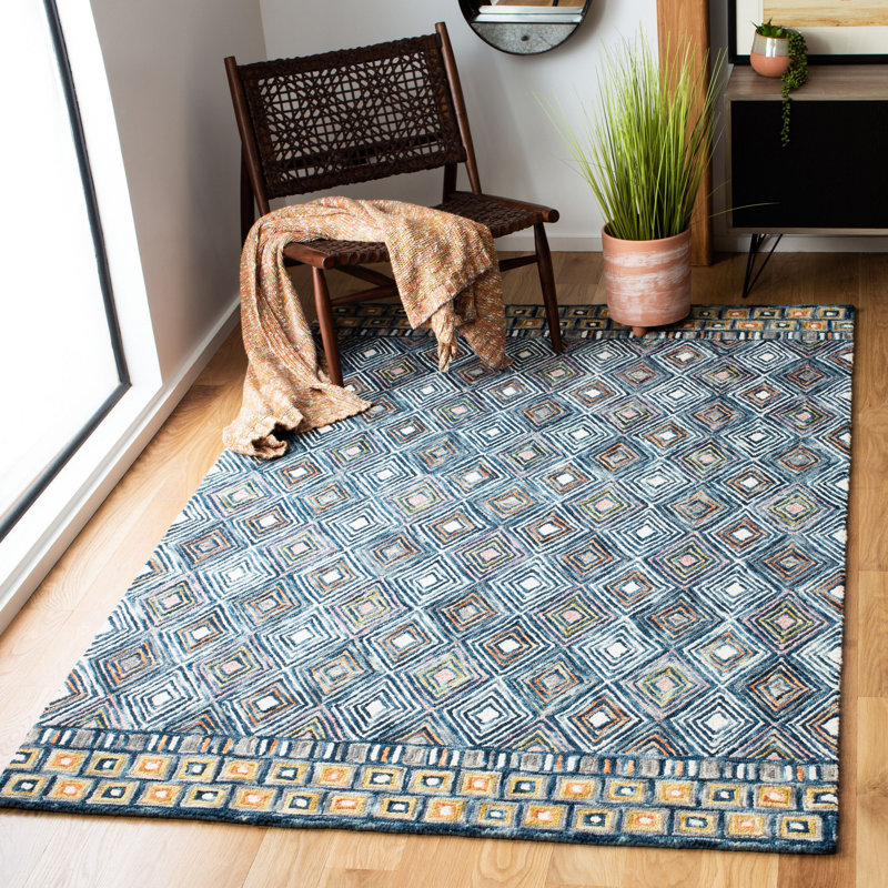 Tapis géométrique en laine touffeté à la main Deyoung, Rectangle 5 pi x 8 pi