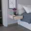 Table de chevet flottante Milano, table de bout, table d'appoint murale avec tiroir - gris clair - chambre-1985624617