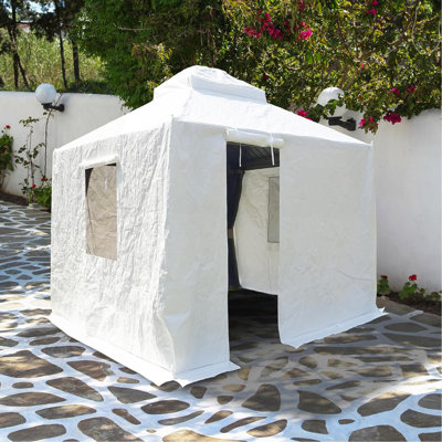 Housse pour pavillon de jardin en métal 8 pi x 8 pi, blanc