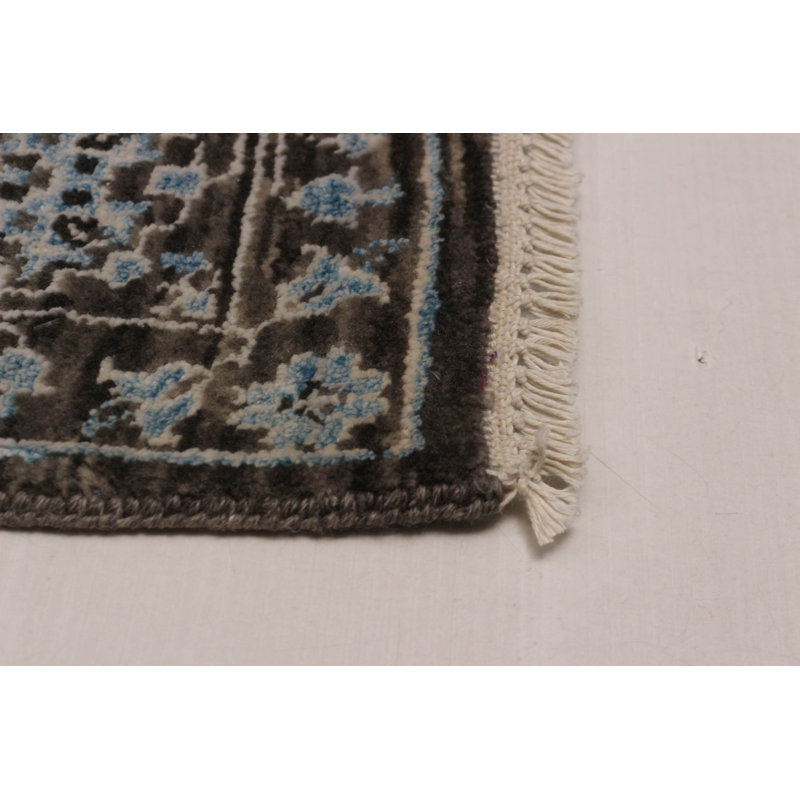 Tapis héritage gris foncé noué à la main de conception unique 6 pi 0 po x 9 pi 4 po