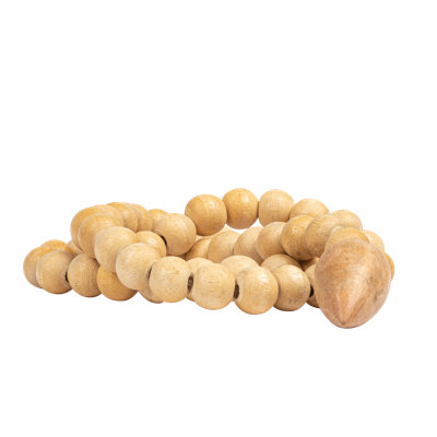 Wood Bead Strand with Decorative Wood Bead Drop