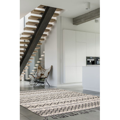 Tapis beige nouvel âge en laine rectangulaire 5 pi 3 po x 7 pi 5 po Beyo