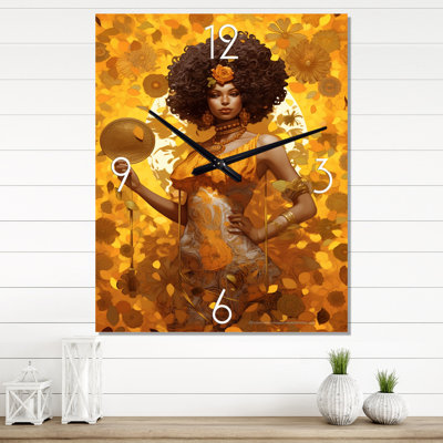 Orisha Oshun With Mirror African Goddess I - African American Woman  Wall Clock