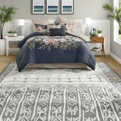 Premium 8 Piece Cotton Bedding Sets Navy Comforter Style