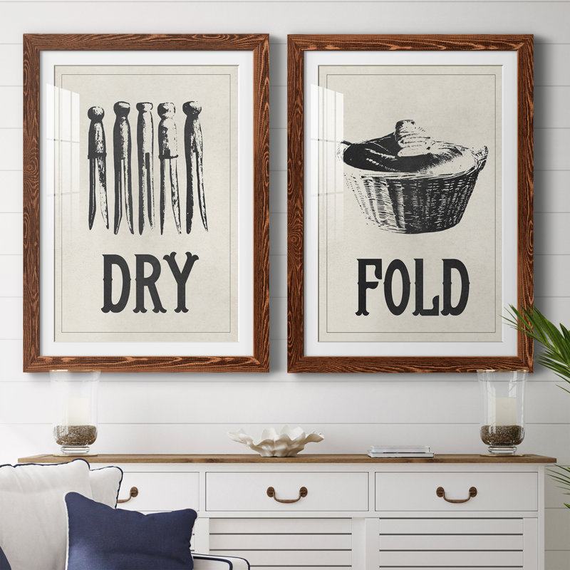 Cadre rétro Vintage Laundry II de qualité supérieure - prêt à accrocher, Érable, H 31,5 po x l 23,5 po x P 1 po