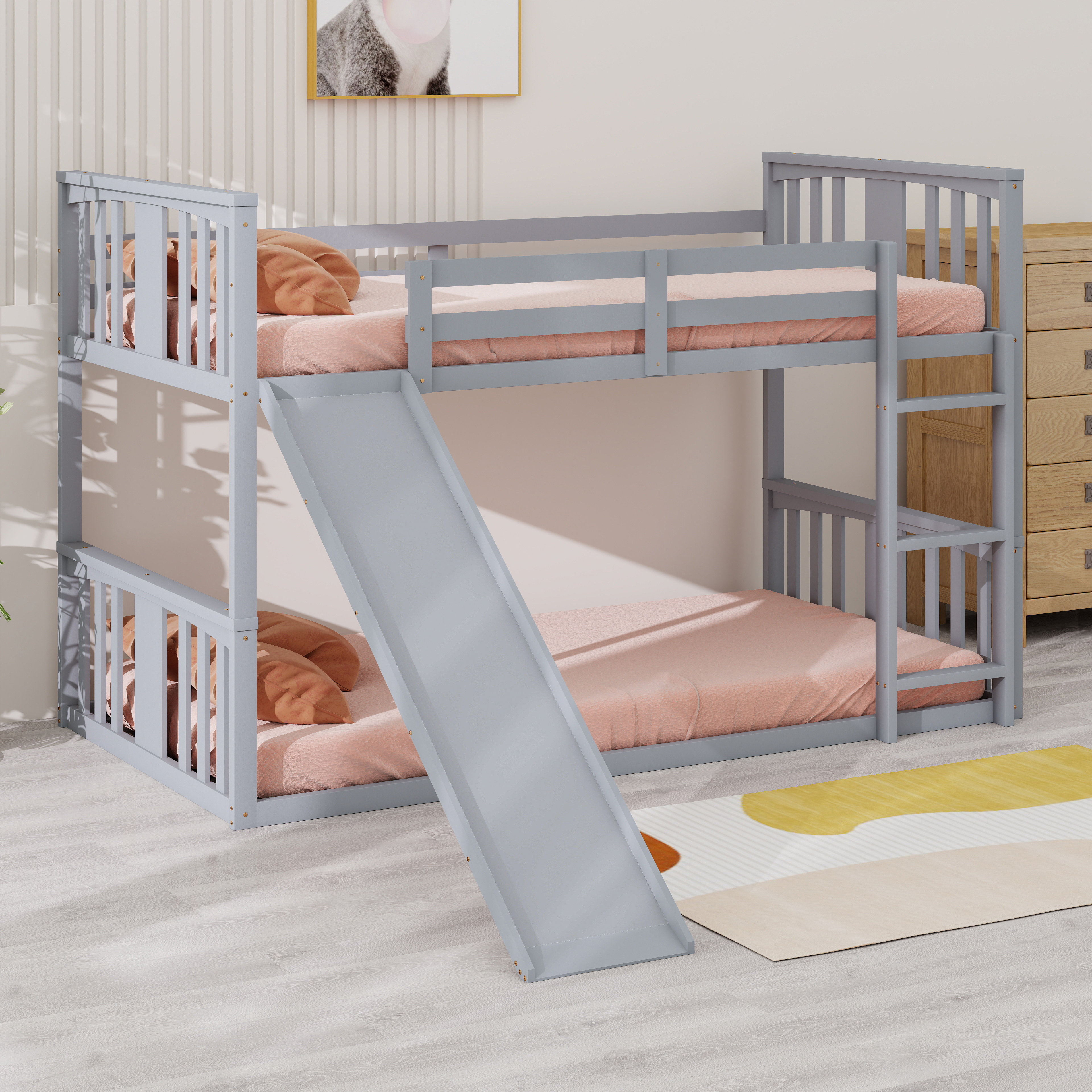 Pine Modular Rope Bed Frame Latitude Run® Solid Pine Wood Bed Frame With Safety Guardrails, Built ...