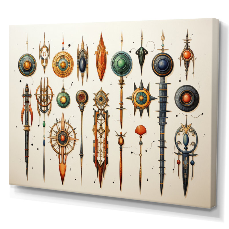 «African Sacred Symbols II» sur toile, H 34 po x l 44 po x P 1,5 po, Toile tendue
