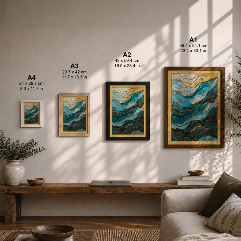 Flowing Marbled Waters Abstract - Framed Print, A1 - 84.1 x 59.4 cm, Unframed