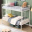 Lit superposé en métal blanc - choix de chambre à coucher moderne, configuration simple sur lit simple, construction en acier durable et stable, zone silencieuse, capacité de charge élevée, escalier sécuritaire