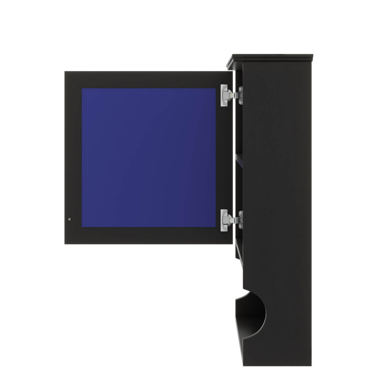 Armoire à pharmacie murale de 20 po avec miroir, armoire de rangement murale avec tablettes réglables et espace ouvert, Noir