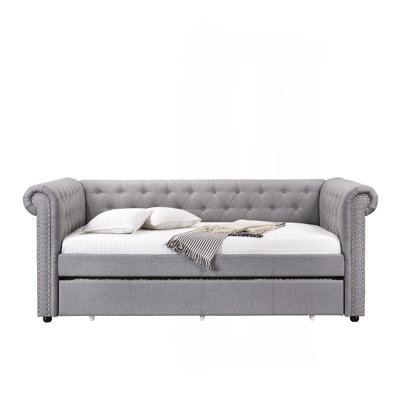 Justice Smoke Gray Fabric Daybed W/Trundle (Twin)
